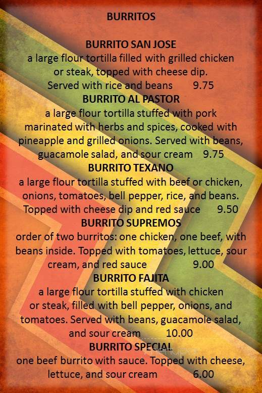 San Jose - Webster Groves, MO menu_pic