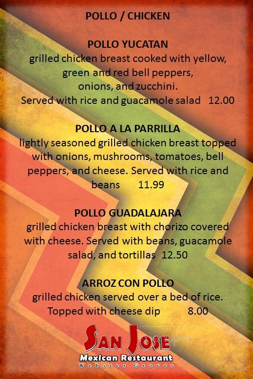 San Jose - Webster Groves, MO menu_pic