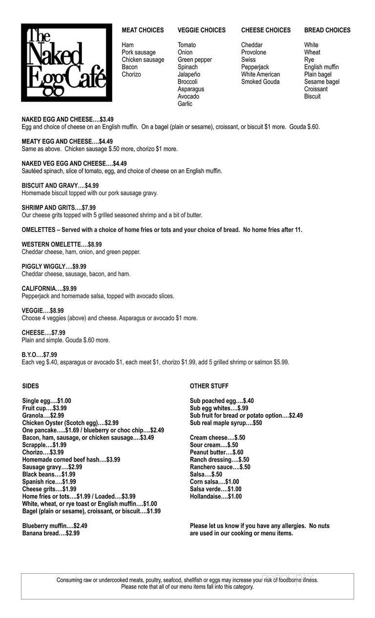 Naked Egg - Pine Grove, PA menu_pic
