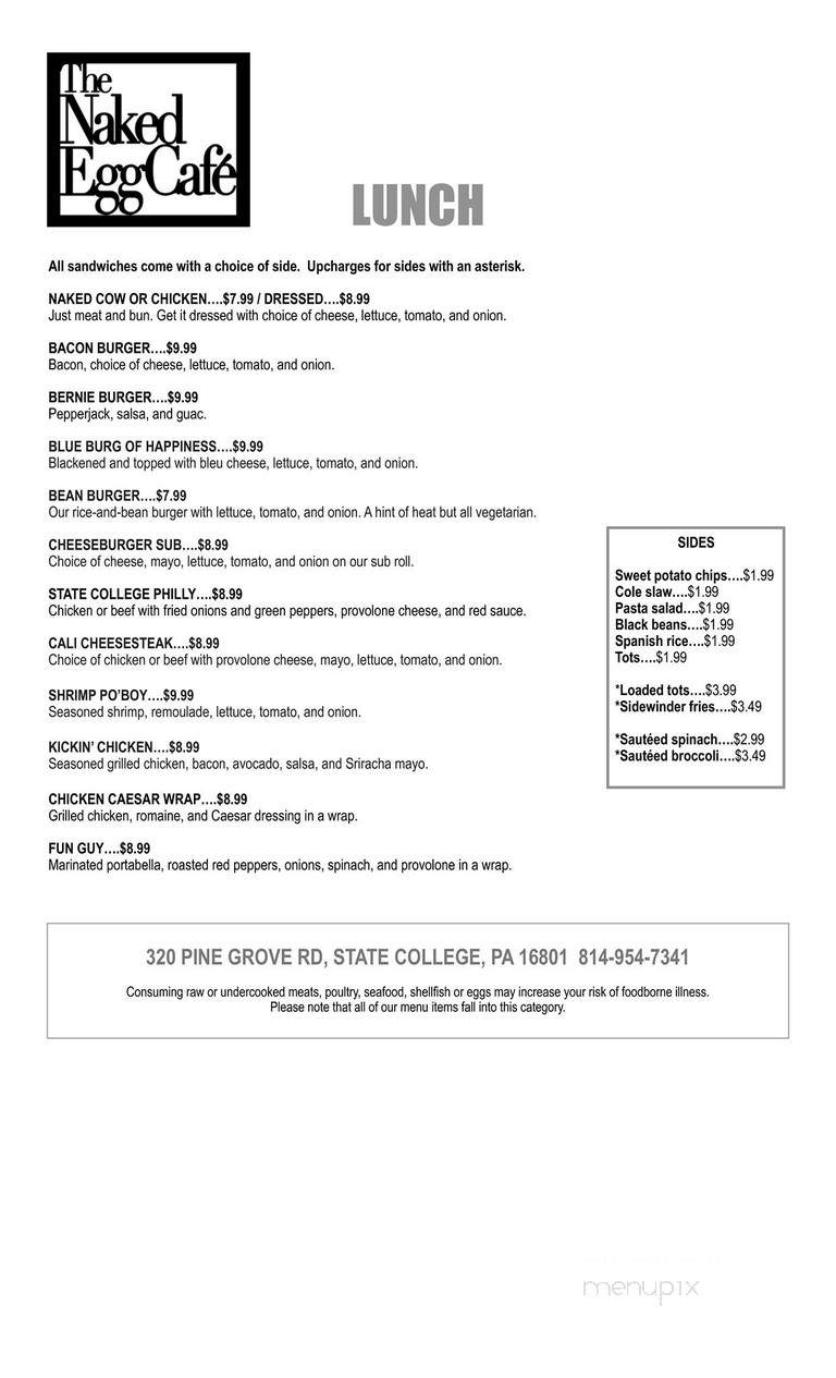 Naked Egg - Pine Grove, PA menu_pic
