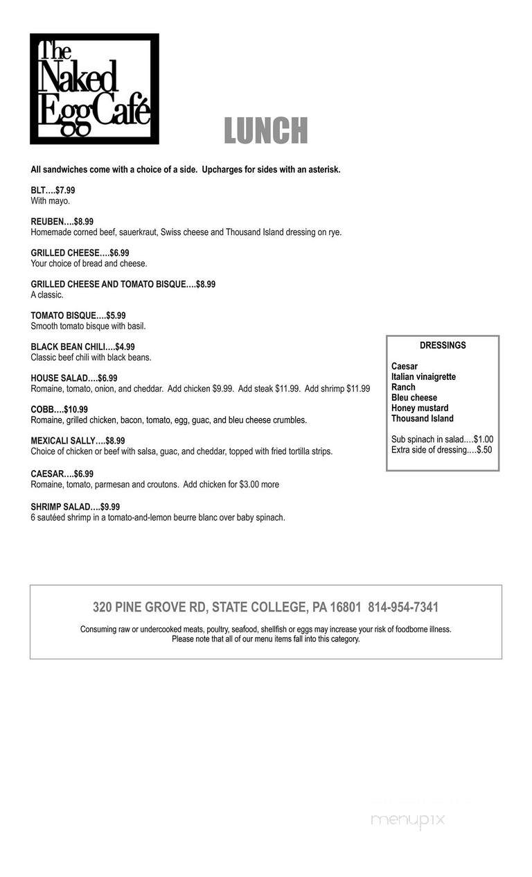 Naked Egg - Pine Grove, PA menu_pic