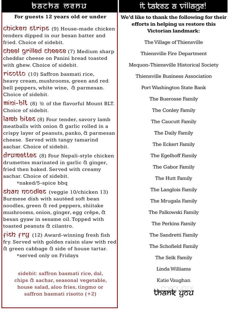 Cheel - Thiensville, WI menu_pic
