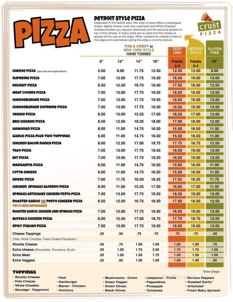 Crust Pizza - East Peoria, IL menu_pic