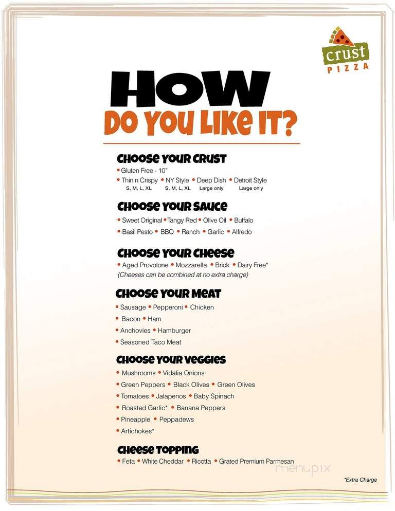Crust Pizza - East Peoria, IL menu_pic