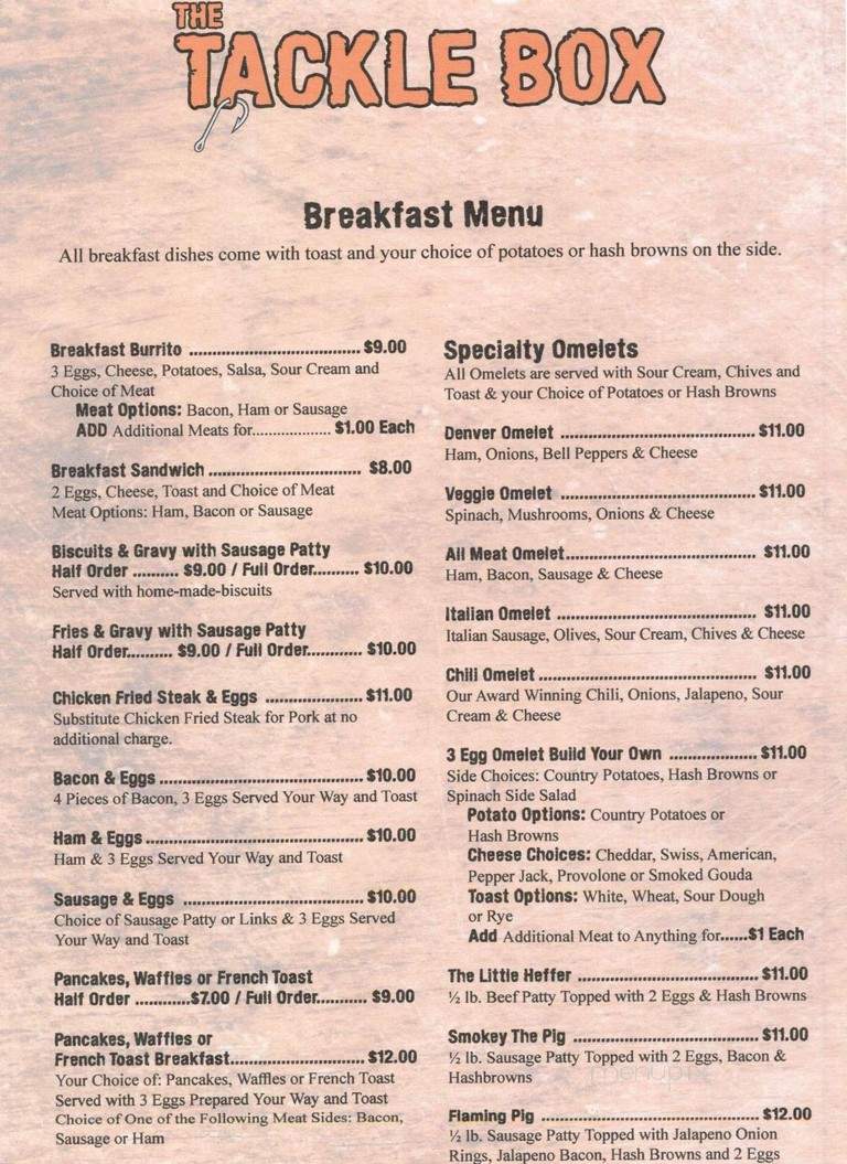 Tackle Box - Chico, CA menu_pic