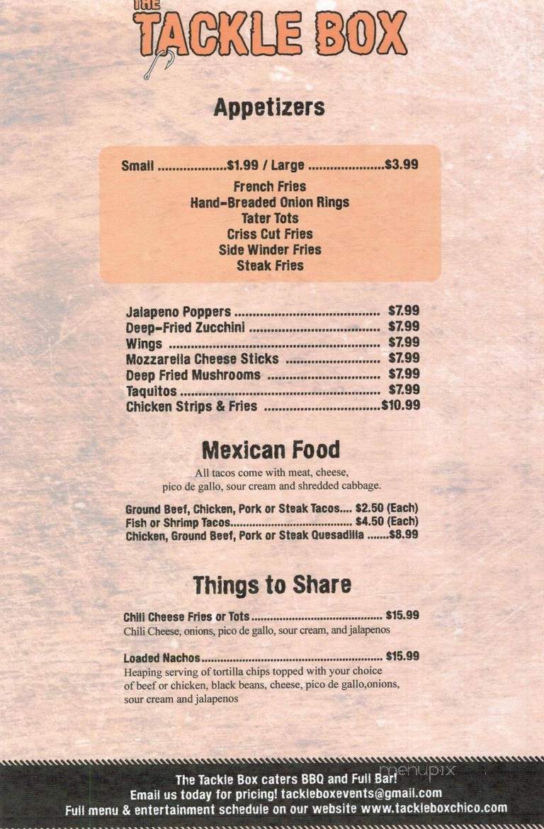 Tackle Box - Chico, CA menu_pic