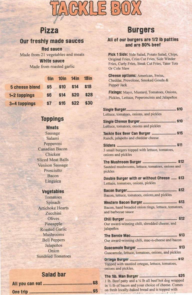 Tackle Box - Chico, CA menu_pic