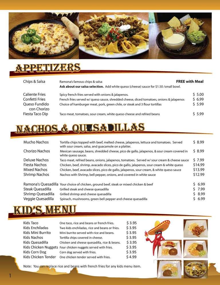 Ramona's Authentic Mexican Restaurant - Inola, OK menu_pic