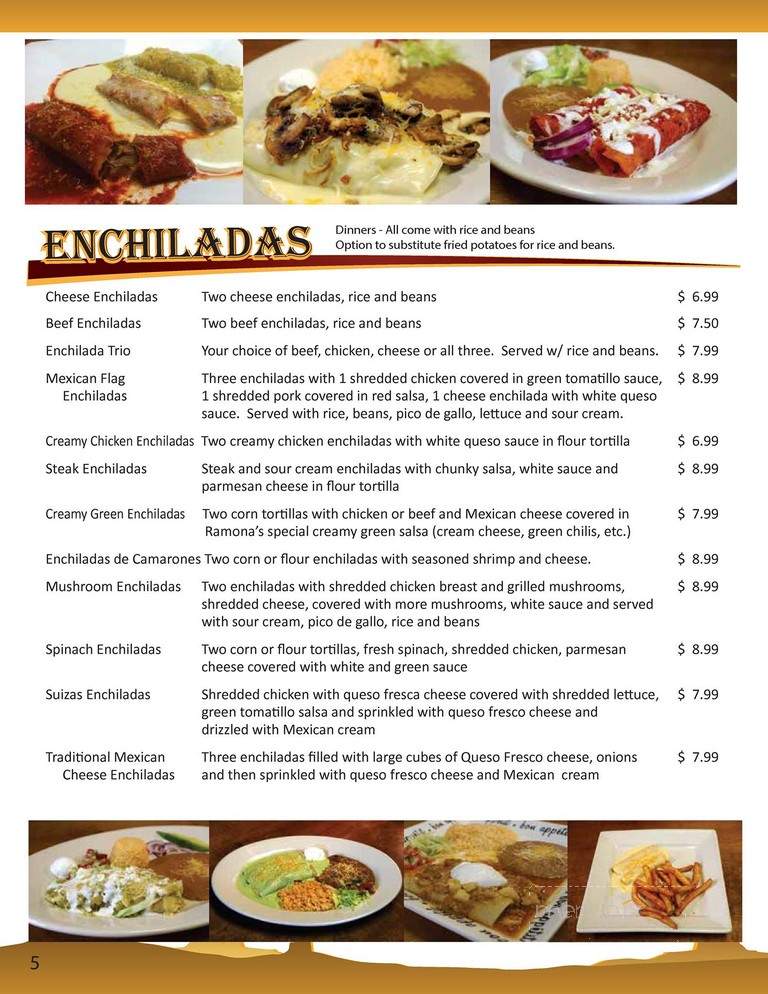 Ramona's Authentic Mexican Restaurant - Inola, OK menu_pic
