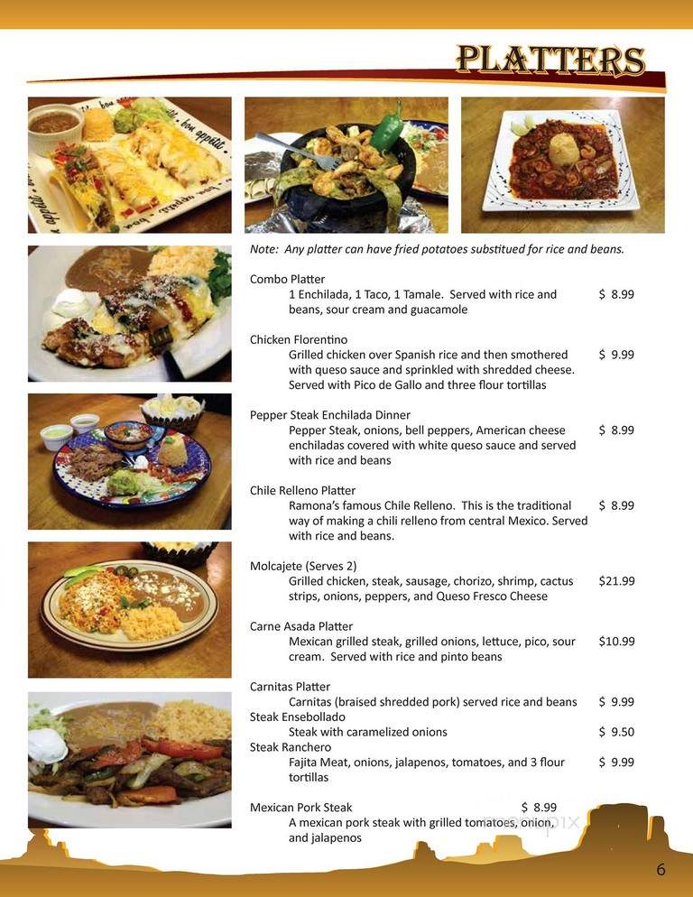 Ramona's Authentic Mexican Restaurant - Inola, OK menu_pic