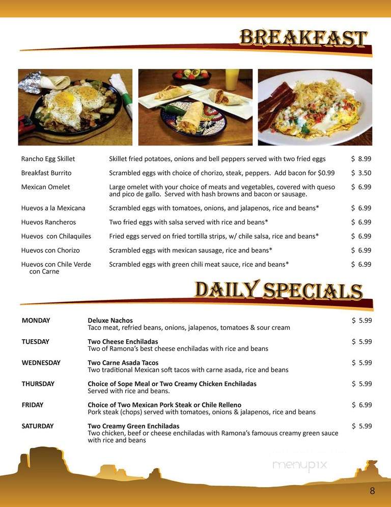 Ramona's Authentic Mexican Restaurant - Inola, OK menu_pic