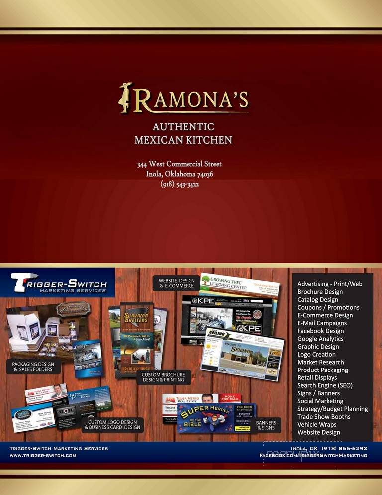 Ramona's Authentic Mexican Restaurant - Inola, OK menu_pic