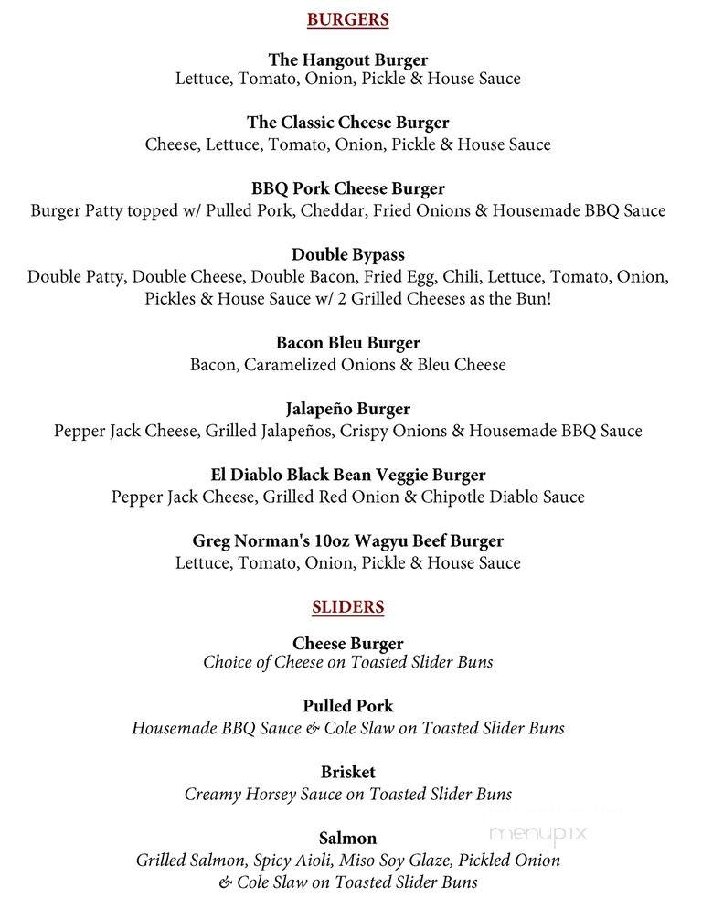 Hangout Too Southern Bar & Grill - Huntington Beach, CA menu_pic