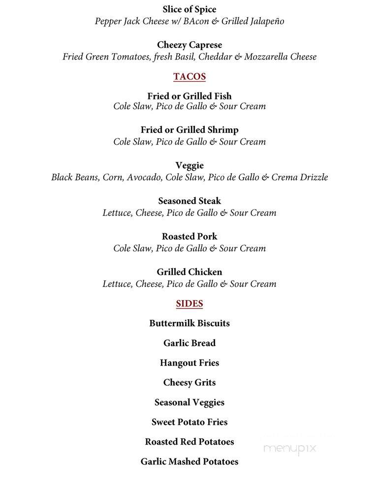 Hangout Too Southern Bar & Grill - Huntington Beach, CA menu_pic