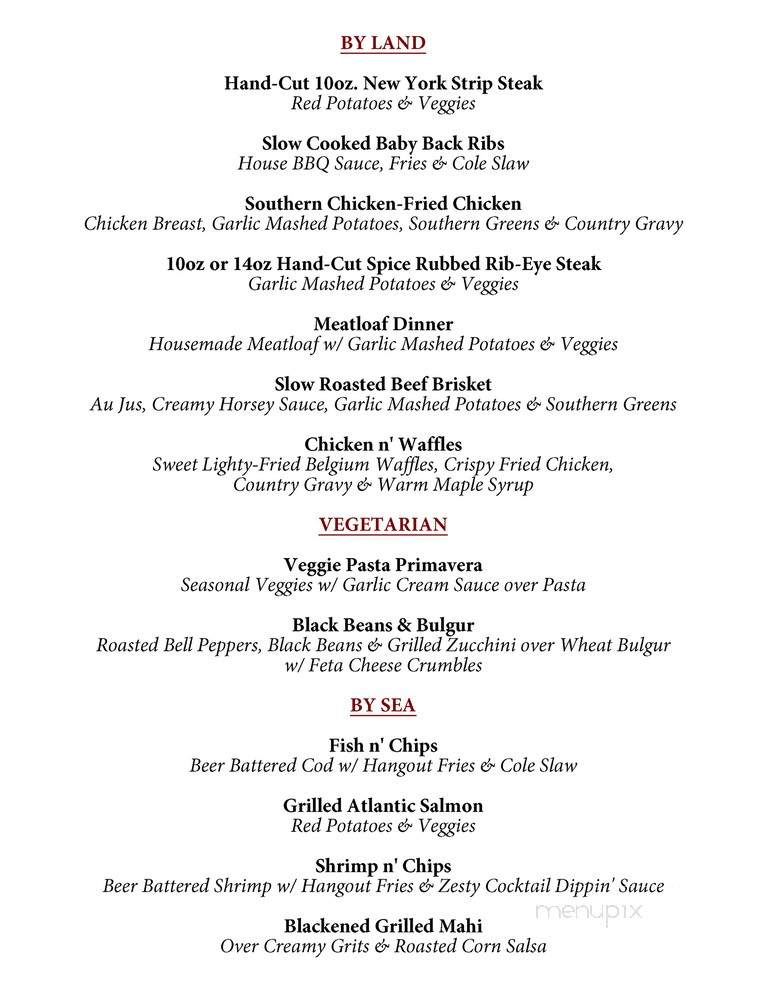 Hangout Too Southern Bar & Grill - Huntington Beach, CA menu_pic