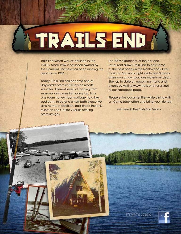 Trail's End Lodge - Hayward, WI menu_pic