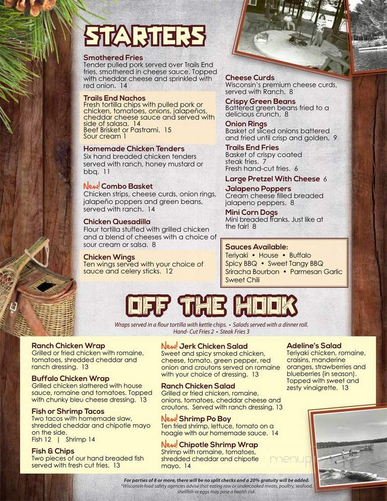 Trail's End Lodge - Hayward, WI menu_pic