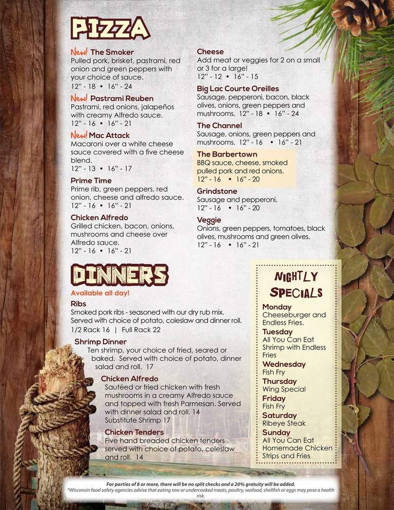 Trail's End Lodge - Hayward, WI menu_pic