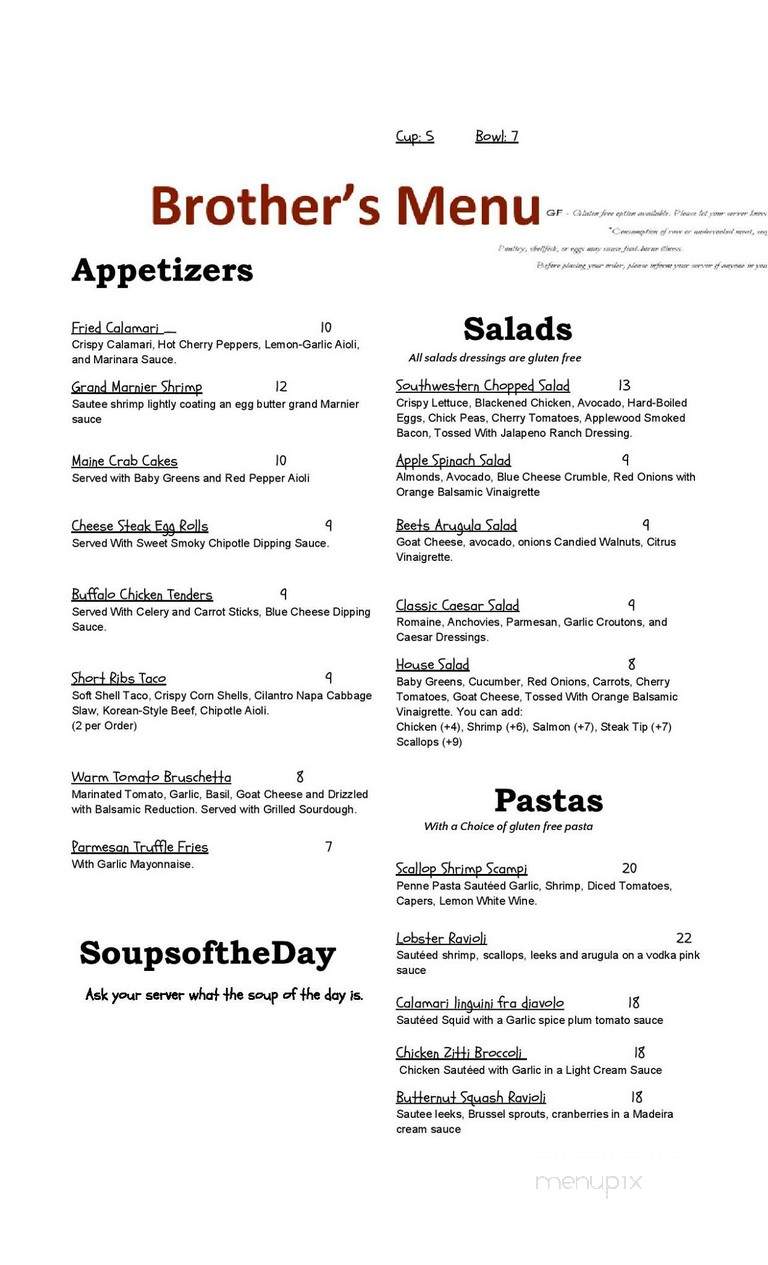 Brothers Restaurant - Brookline, MA menu_pic