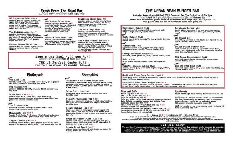 Urban Bean Coffeehouse Cafe - Orange Park, FL menu_pic