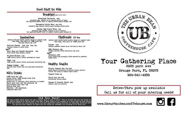 Urban Bean Coffeehouse Cafe - Orange Park, FL menu_pic