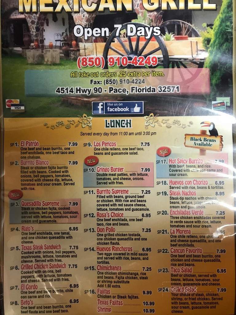 El Patron Mexican Grill - Pace, FL menu_pic