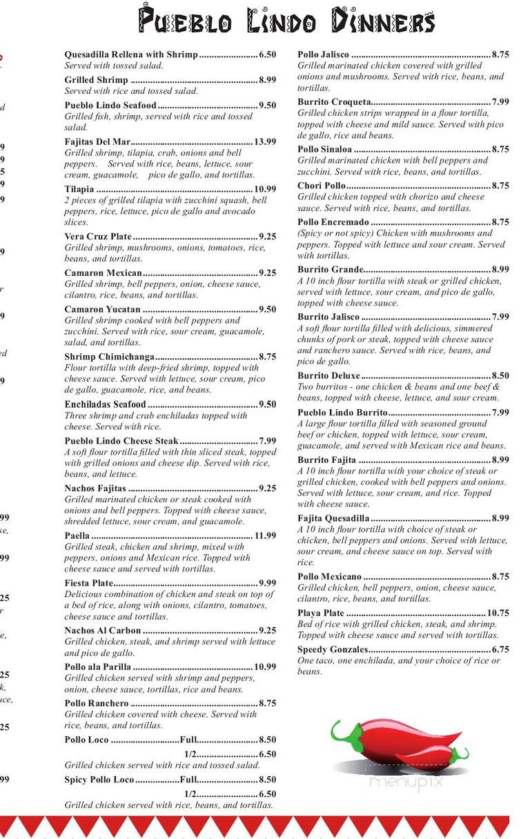Pueblo Lindo: Authentic Mexican Restaurant - Paxton, IL menu_pic