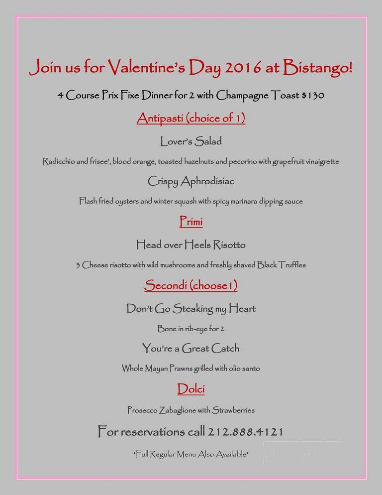 Bistango - New York, NY menu_pic