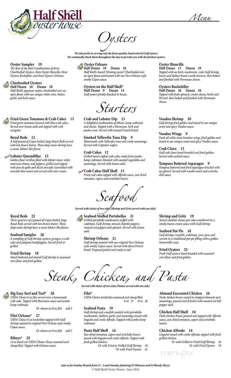 Half Shell Oyster House (Hardrock) - Biloxi, MS menu_pic