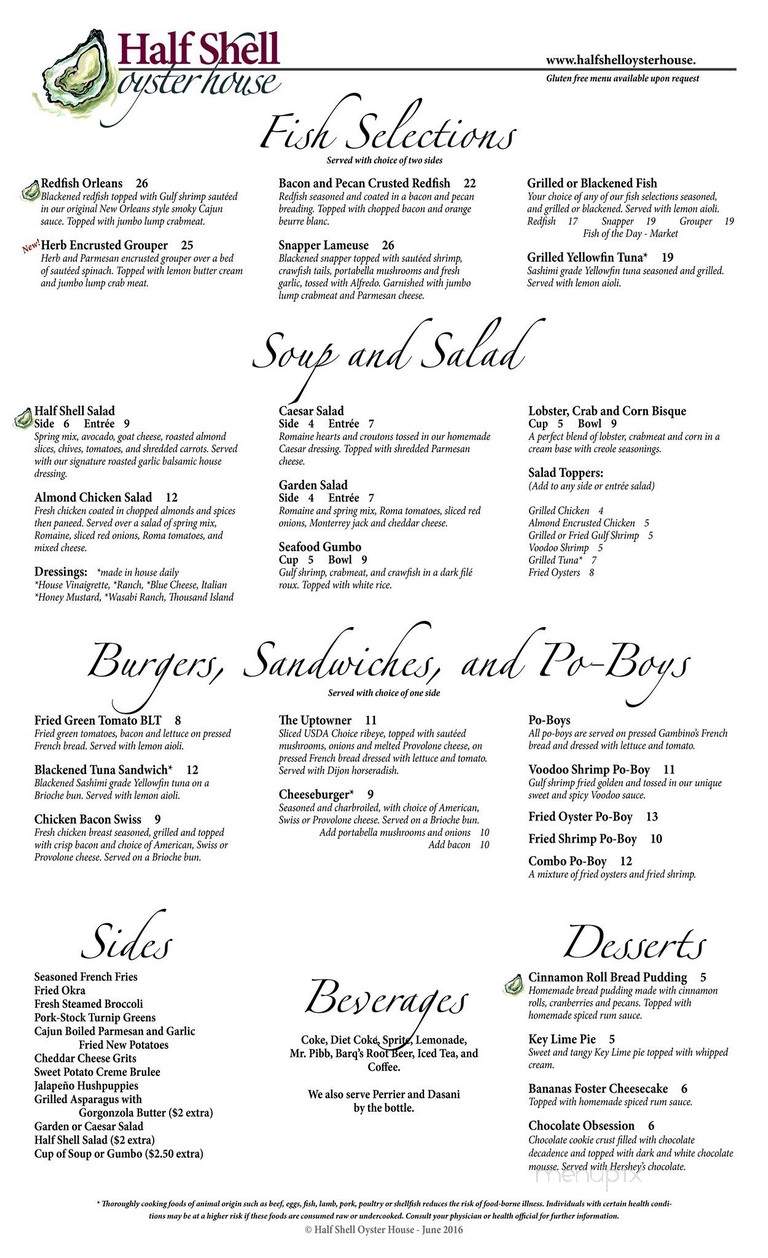 Half Shell Oyster House (Hardrock) - Biloxi, MS menu_pic
