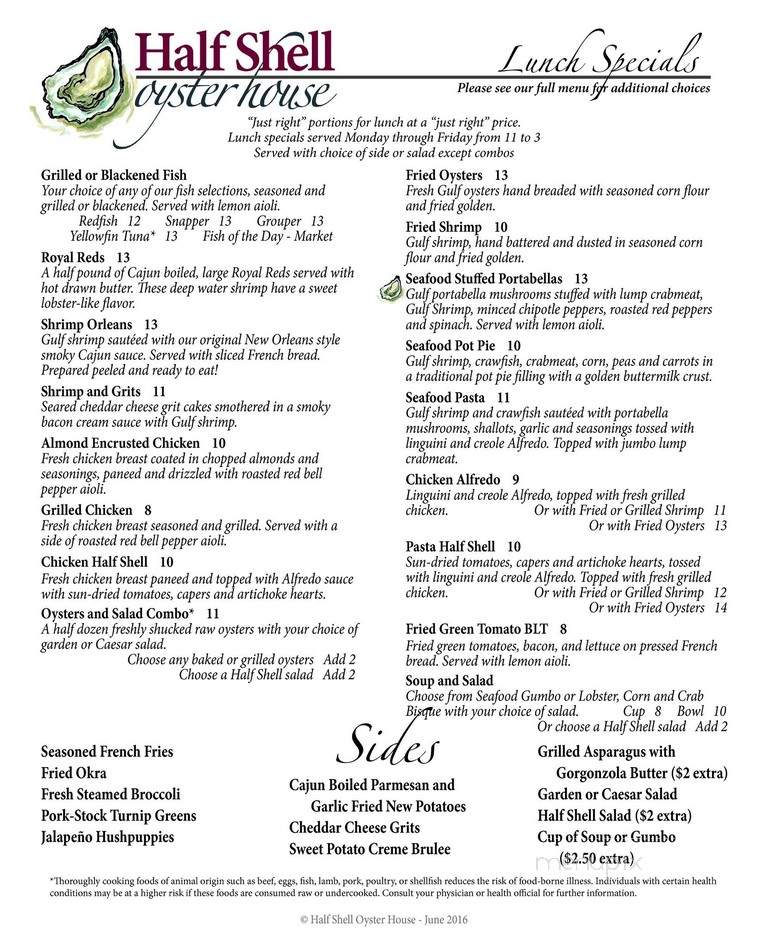 Half Shell Oyster House (Hardrock) - Biloxi, MS menu_pic