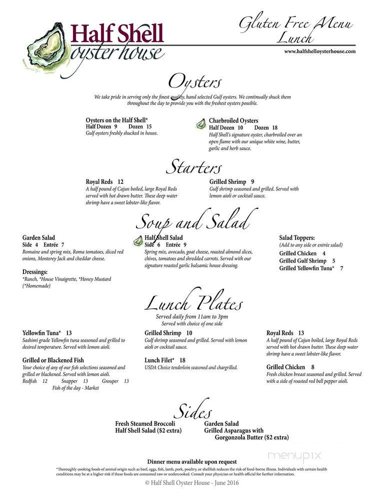 Half Shell Oyster House (Hardrock) - Biloxi, MS menu_pic