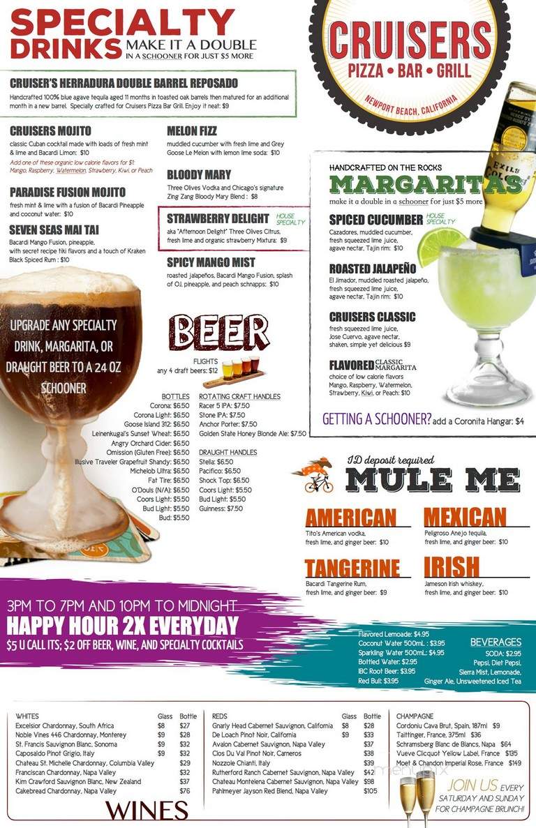 Cruisers Pizza Bar Grill - Newport Beach, CA menu_pic