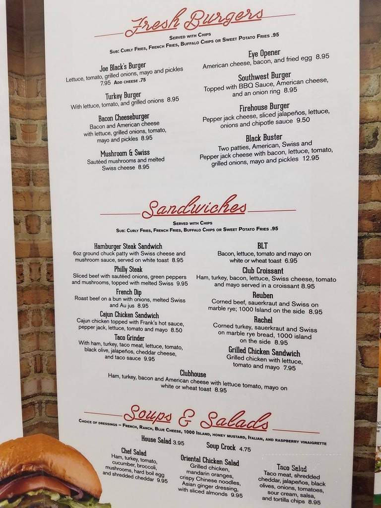 Joe Black's Bar & Grill - Grand Forks, ND menu_pic