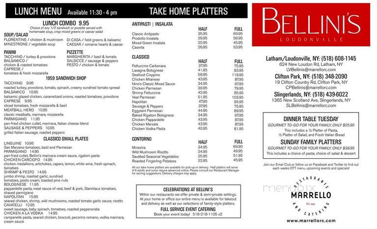 Bellini's Italian Eatery - Latham, NY menu_pic