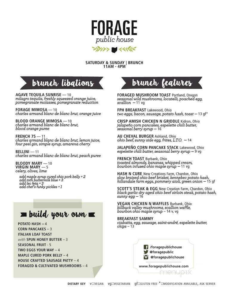 Forage Public House - Lakewood, OH menu_pic