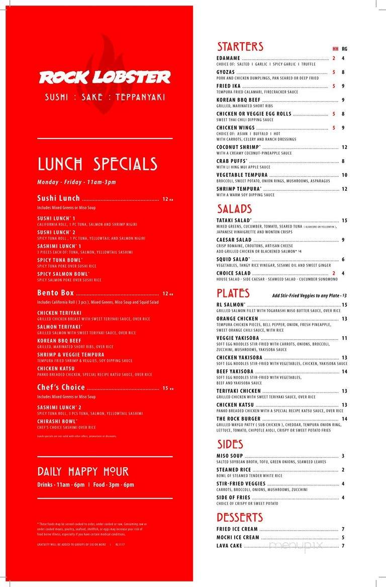 Rock Lobster - Chandler, AZ menu_pic