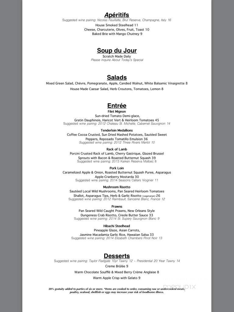 Latigo - Sisters, OR menu_pic