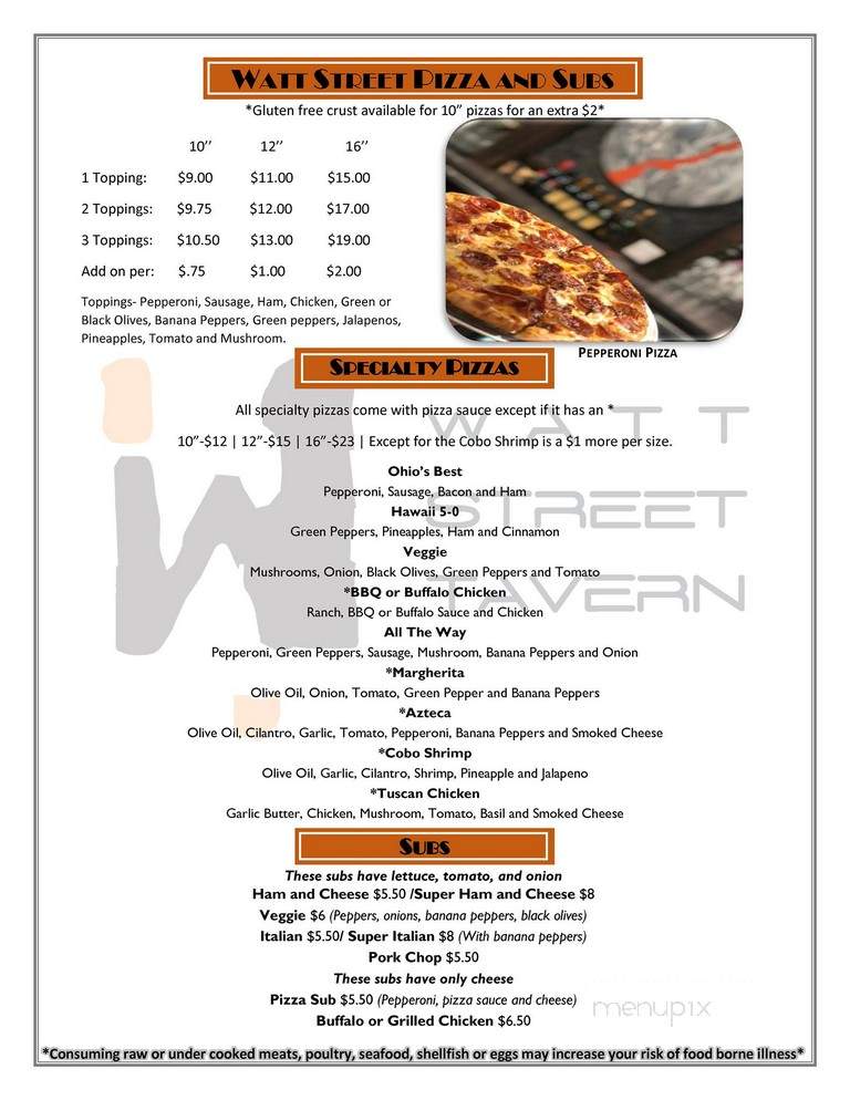 Watt Street Tavern - Circleville, OH menu_pic