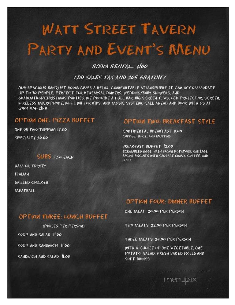 Watt Street Tavern - Circleville, OH menu_pic