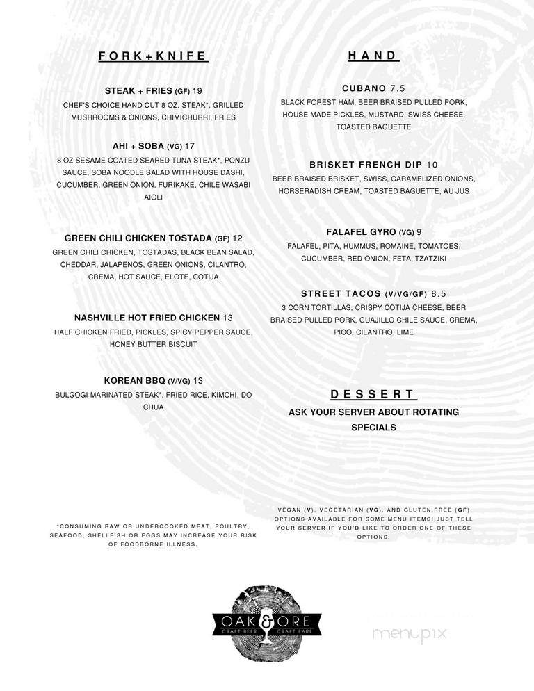 Oak & Ore - Oklahoma City, OK menu_pic