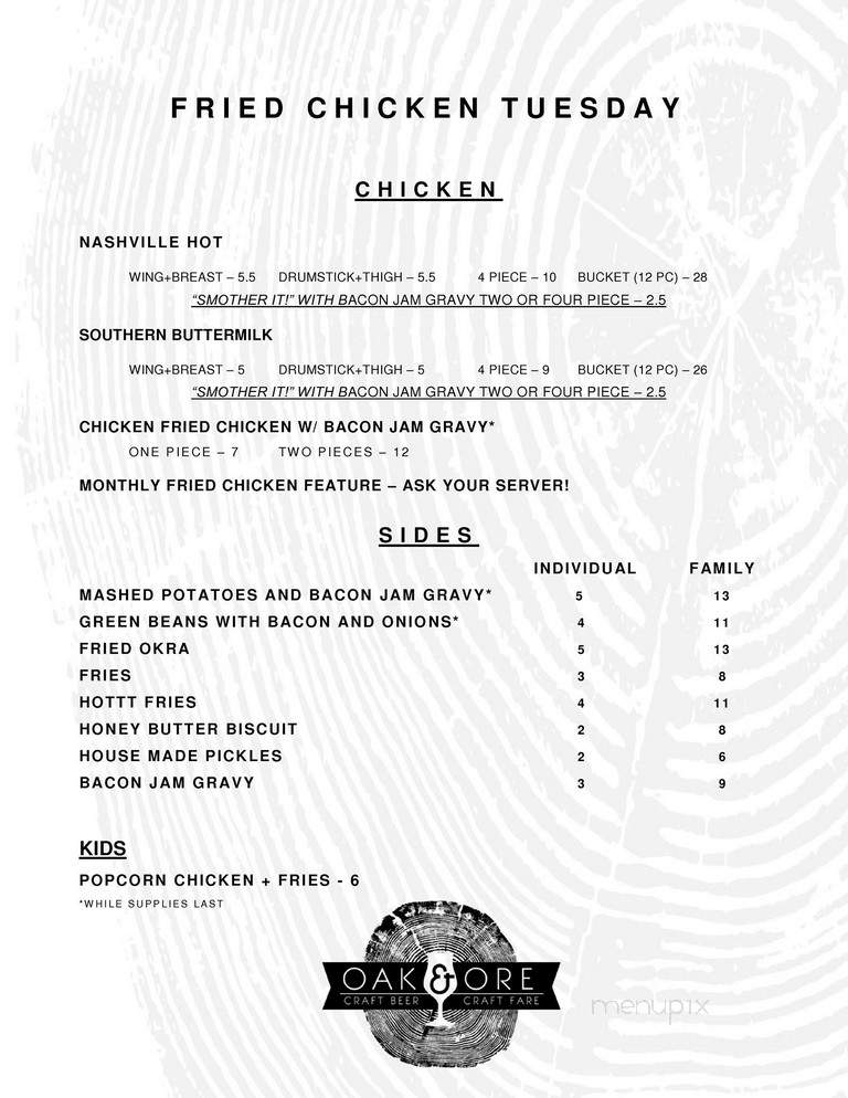 Oak & Ore - Oklahoma City, OK menu_pic