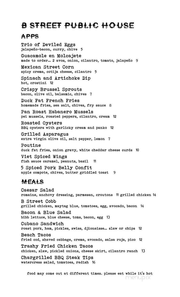B Street Public House - Chico, CA menu_pic