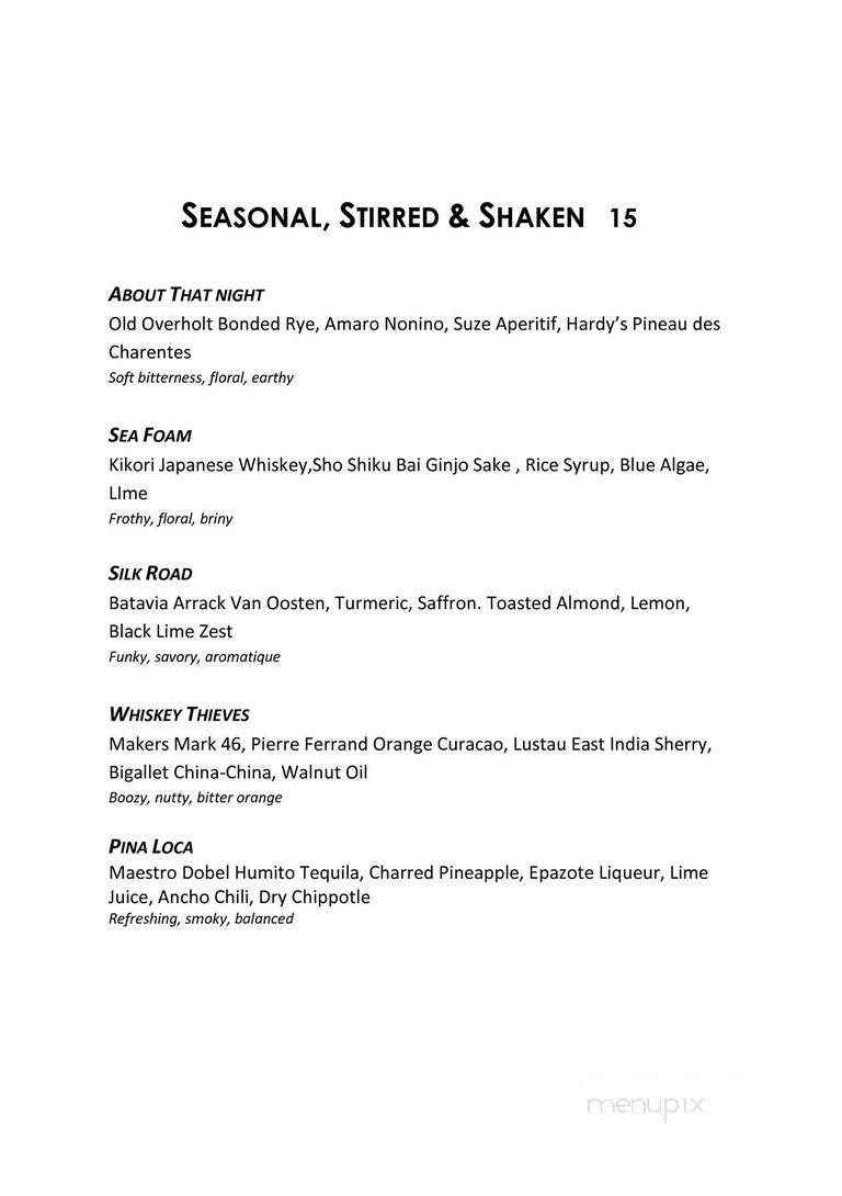 Dirty Habit - San Francisco, CA menu_pic