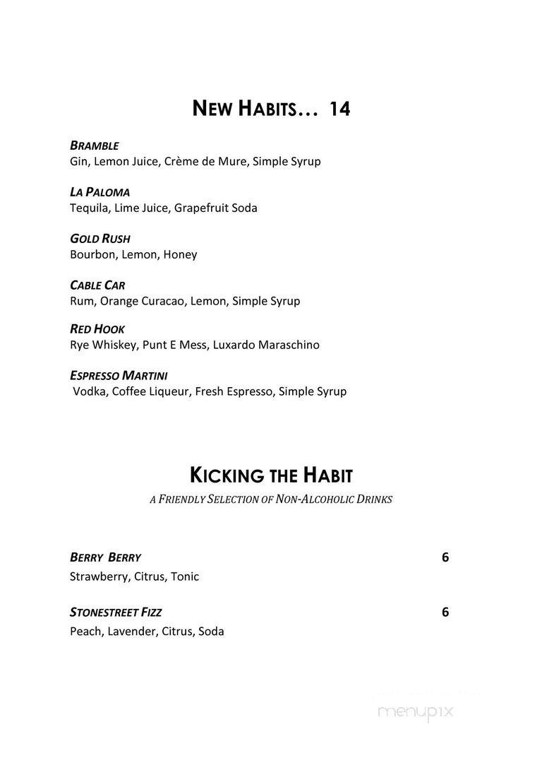 Dirty Habit - San Francisco, CA menu_pic