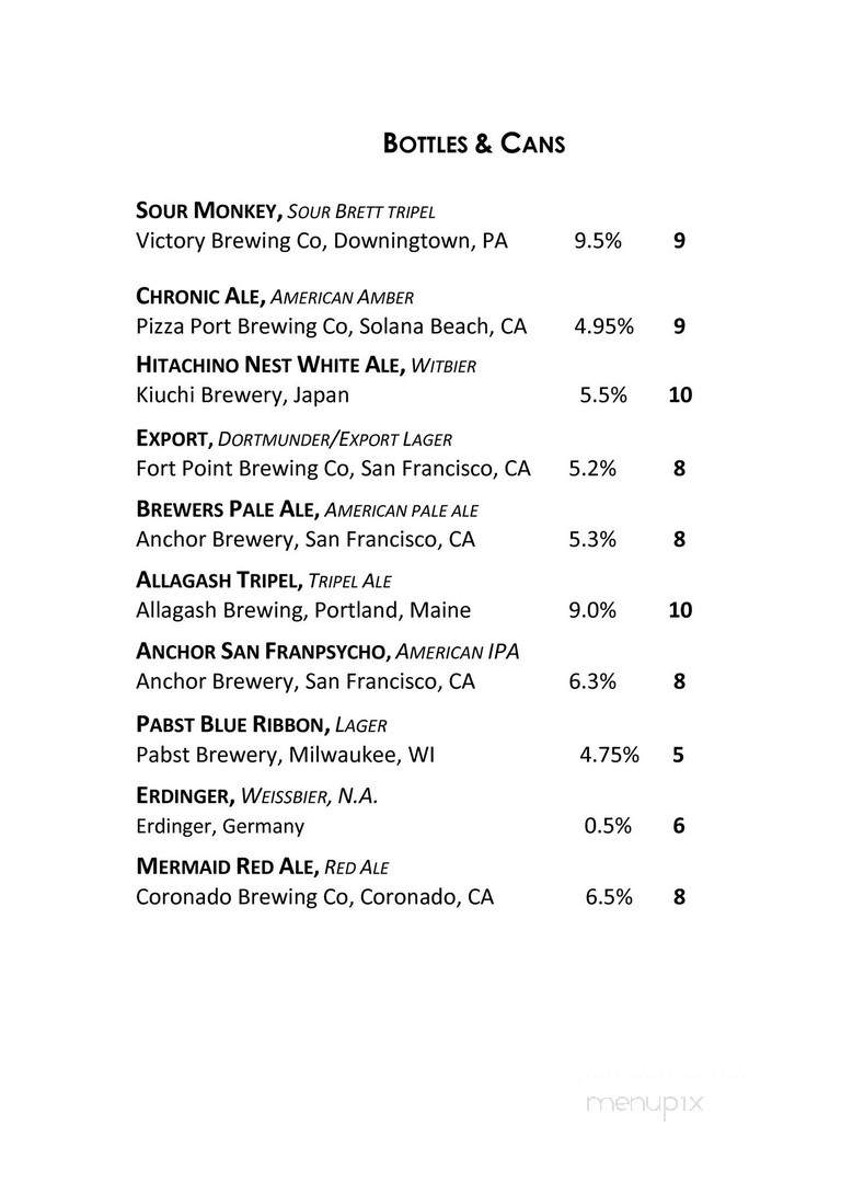 Dirty Habit - San Francisco, CA menu_pic