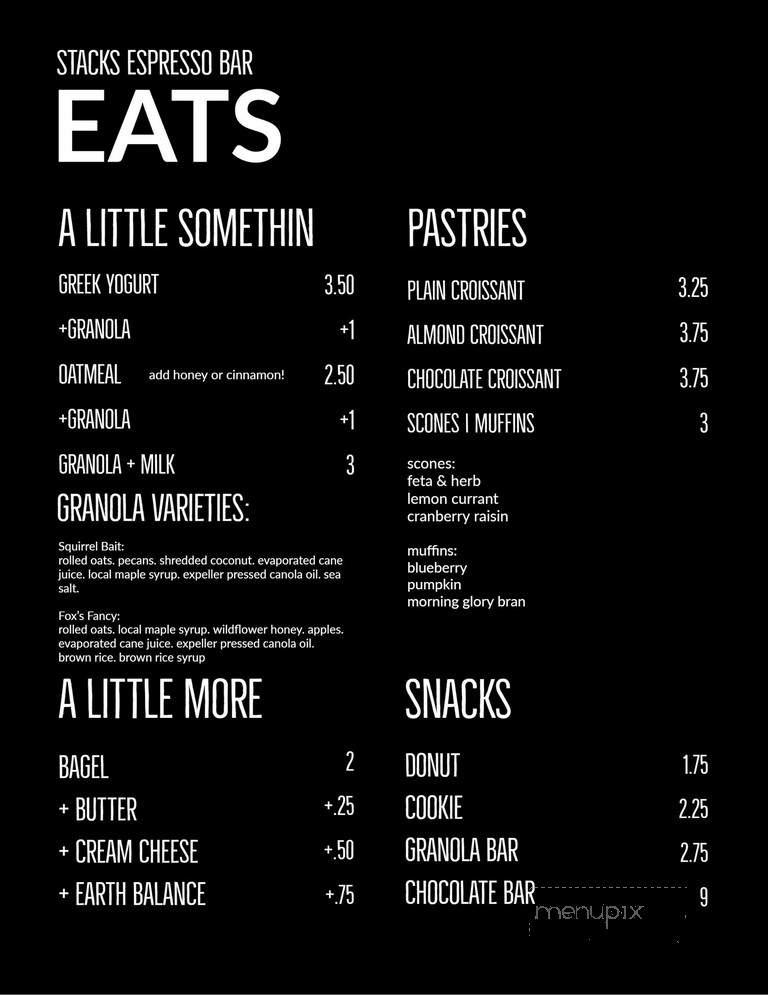 Stacks Espresso Bar - Albany, NY menu_pic