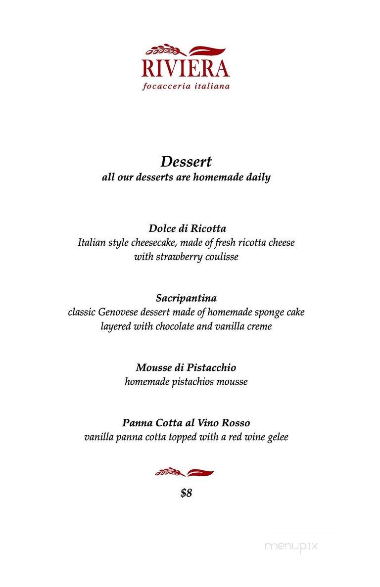 Riviera Focacceria Italiana - Miami, FL menu_pic