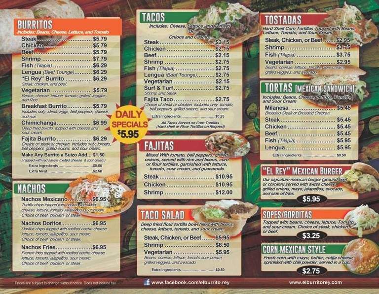 El Burrito Rey - Oak Forest, IL menu_pic