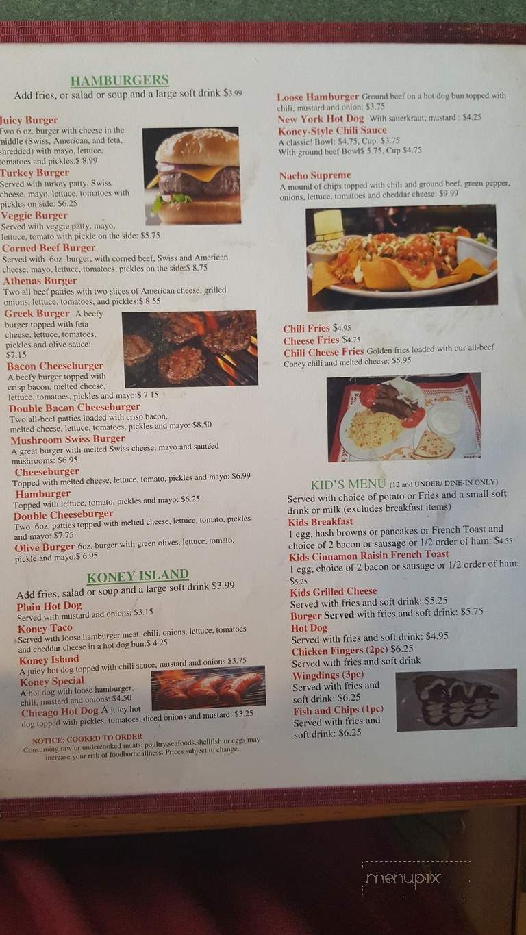 Athena's Diner - Lansing, MI menu_pic